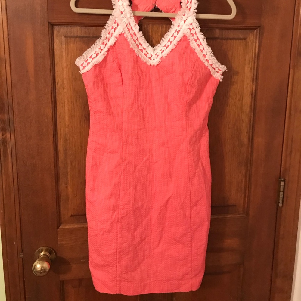 summer dark coral dress